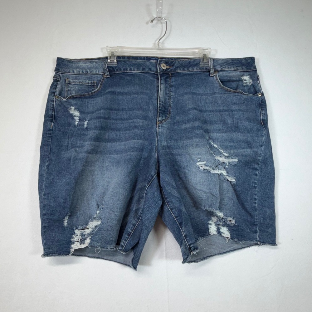 Project Blue Women's Distressed Denim Jean‎ Shorts - Size 24W